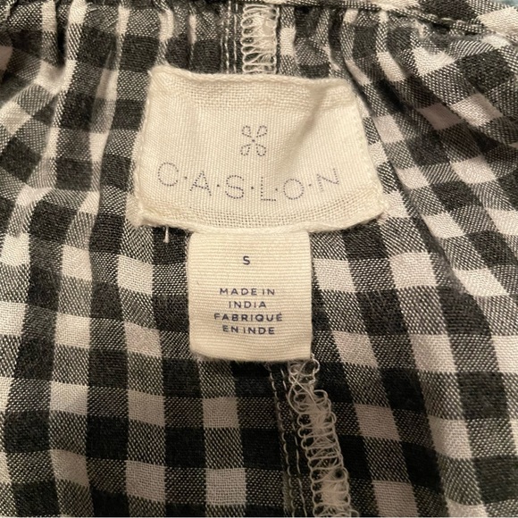 Caslon Nordstroms Beautiful Gingham Blouse Embroidered Floral Puff Tie Sleeves - Picture 2 of 5